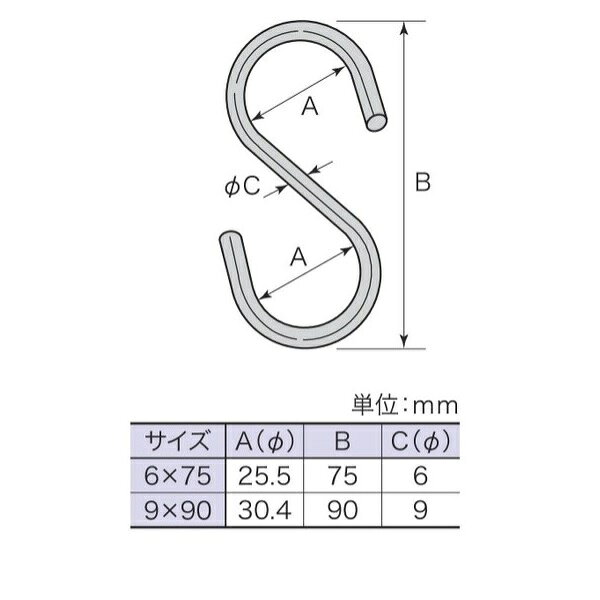【メール便可】八幡ねじ Sカン ユニクロ 9×90