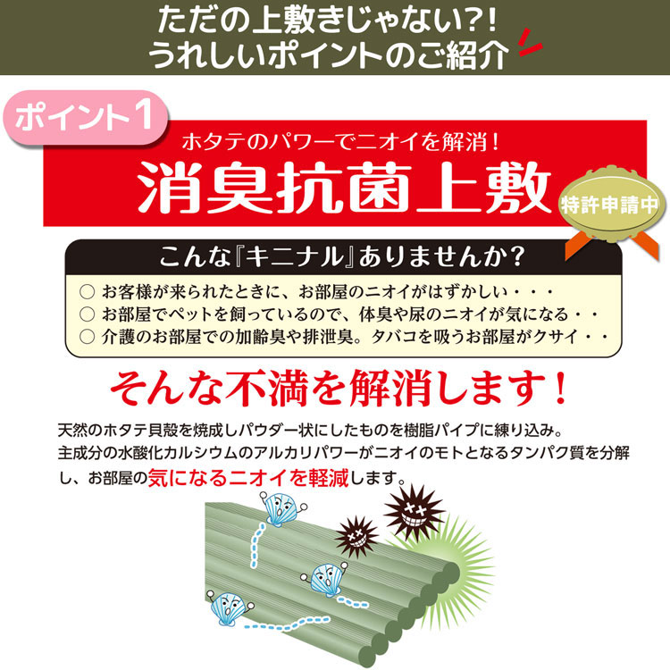 【メーカー直送】大島屋 抗菌ポリプロピレン上敷き 宇治 江戸間3畳 174cm×261cm