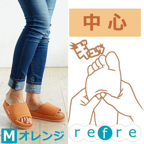 オクムラ 足で癒すリフレクソロジー スリッパ refre リフレ オレンジ Mサイズ 中心...