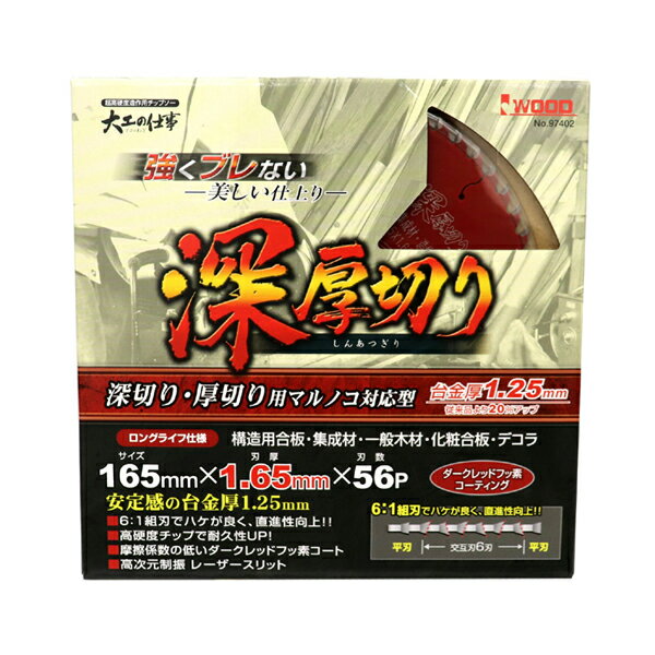 【メール便可】アイウッド 大工の仕事 プロのわざ 深厚切り 165mm×1.65mm×56P No.97402