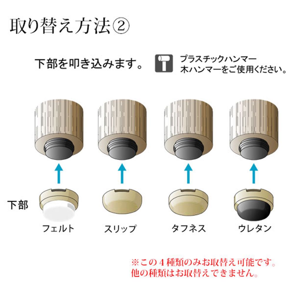 【メール便可】WAKI 和気産業 イス脚に打つ! 取替用 打ち込み式タフネス φ21mm ベージュ 4個入 FPK-17 [3]