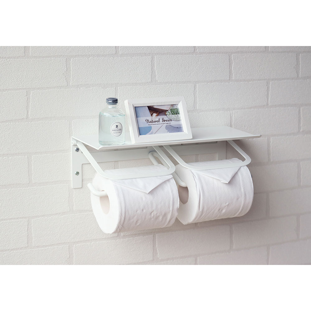 【メーカー直送】MOJYU アイアントイレットペーパーホルダー Abel アベル ダブル ホワイト PH-016