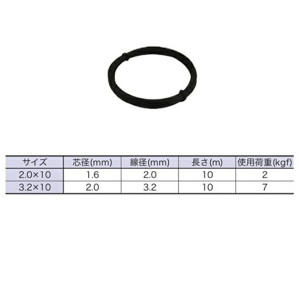 【メール便可】八幡ねじ アルミ針金 黒コート 2.0×10