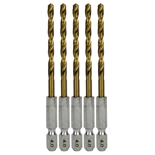 Rakuten - 【メール便可】藤原産業 SK11 六角軸Tin鉄ドリル 普通4.0mm 5pcs