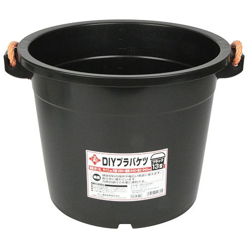 藤原産業 赤長 DIYプラバケツ ブラック 13型