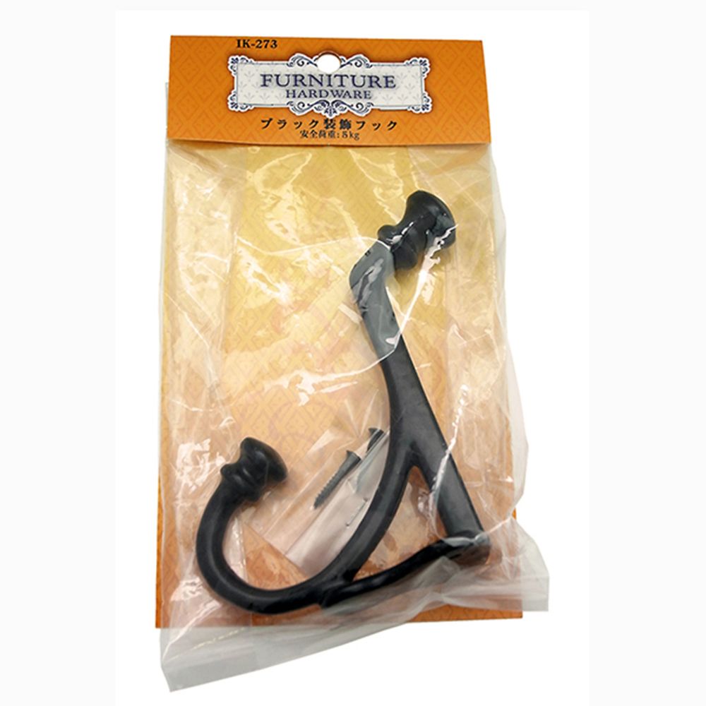 WAKI 和気産業 ブラック装飾フック110X110mm IK-273