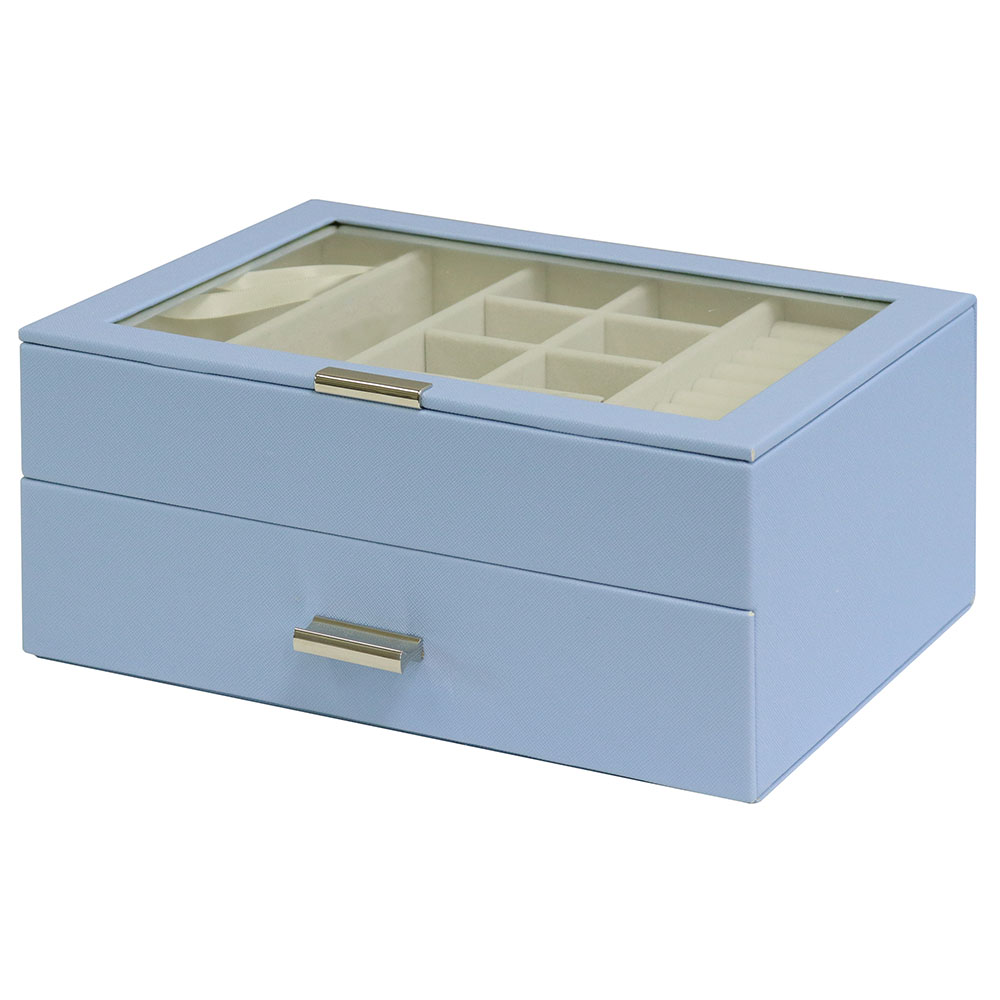 【メーカー直送】MOJYU ジュエリーボックス Asha アシャ 2段 セレストブルー JWB-018