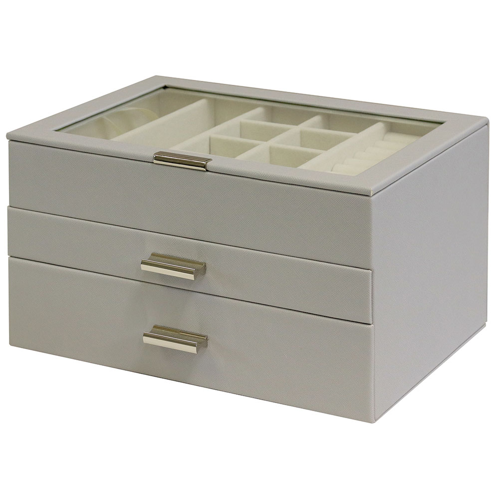 【メーカー直送】MOJYU ジュエリーボックス Asha アシャ 3段 グレージュ JWB-023