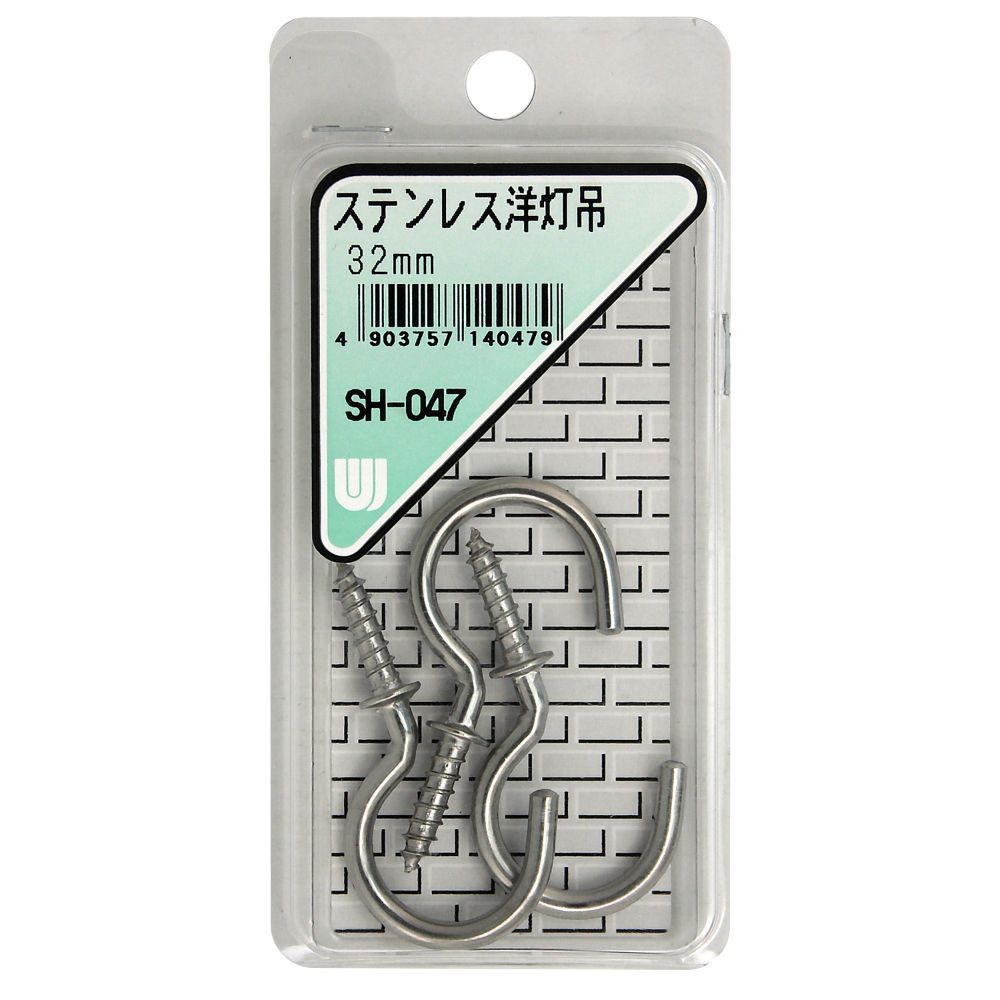 木部用で小物などを吊るすのに、木部にネジ込んで取付ける金具です。線径(mm)：3.5A(mm)：32B(kg)：14C(mm)：18ステンレス(SUS304)