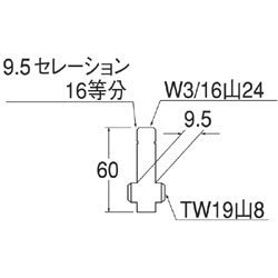 【メール便可】SANEI 三栄水栓 水栓スピンドル PU36-1-13×60 呼び13水栓用