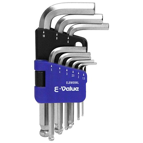 Rakuten - 【メール便可】藤原産業 E-Value ボールポイント 六角棒レンチセット NL ELBW09NL