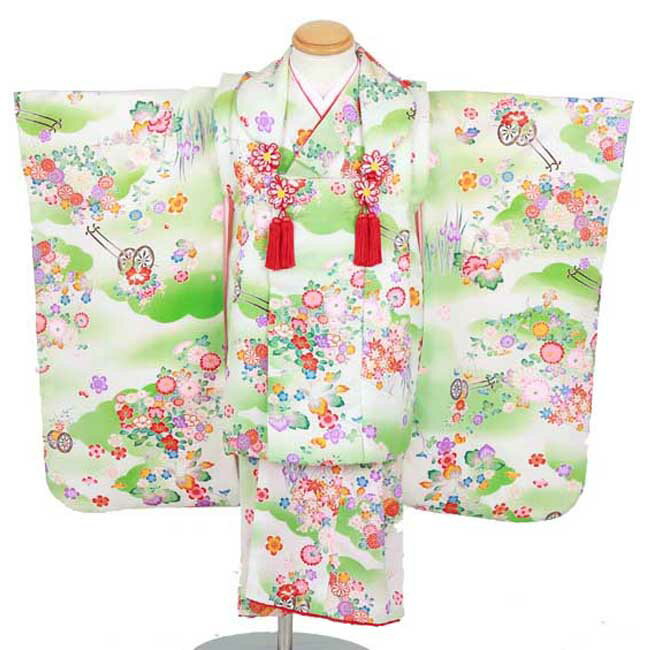 Rakuten - 【レンタル】 七五三 3歳 女の子 着物 被布 フルセット ( F3202 ) 白 グリーン セット 衣装 レンタル 貸衣装 かしいしょう 3歳 三歳 女児 幼児 孫 子供 キッズ 753 753 しちごさん お参り 神社 写真 記念 お祝い 写真映え 写真館 往復送料無料