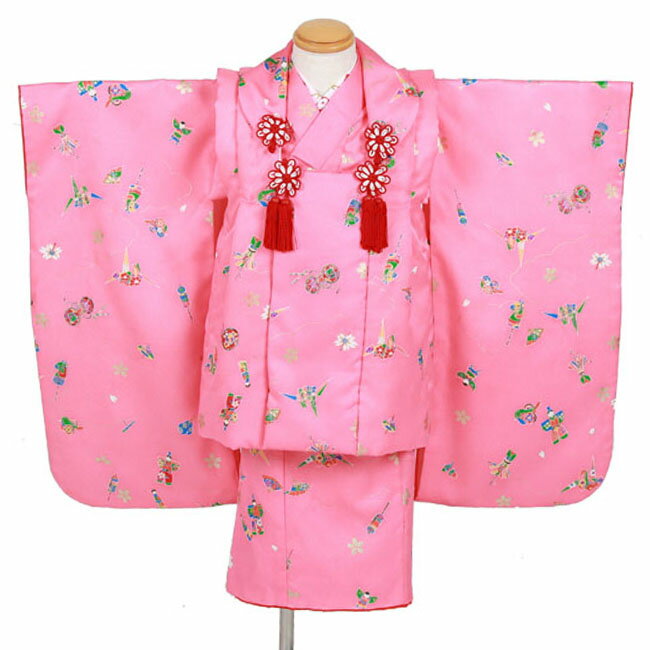 Rakuten - 【レンタル】 七五三 3歳 女の子 着物 被布 フルセット ( F3206 ) ピンク セット 衣装 レンタル 貸衣装 かしいしょう 3歳 三歳 女児 幼児 孫 子供 キッズ 753 753 しちごさん お参り 神社 写真 記念 お祝い 写真映え 写真館 往復送料無料
