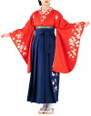 【レンタル】 レディース 袴セット 卒業式 (HK-113) 150cm 160cm 赤 桜 紺うさぎ 女性 レディース 成人 二十歳 20歳 18歳 袴 はかま ハカマ フルセット 貸衣装 和装 卒業袴 成人袴 成人式 式典 【往復送料無料】