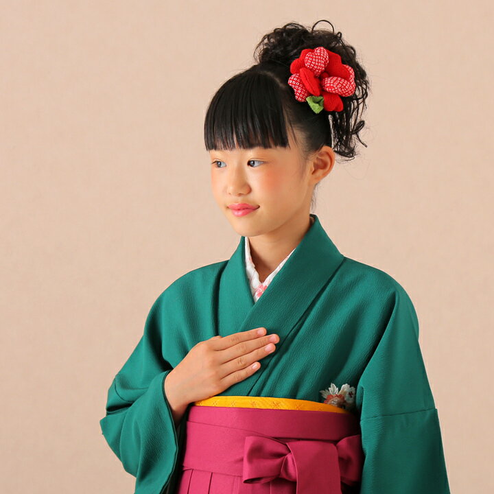 【レンタル】 小学生 女子 袴セット 卒業式 (HK_51) 140cm 150cm エンジ色 花紋 桜 女の子 女児 小学校 10歳 13歳 袴 はかま ハカマ フルセット 貸衣装 和装 卒業袴 卒業 ハーフ成人式 結婚式 十三詣 【往復送料無料】