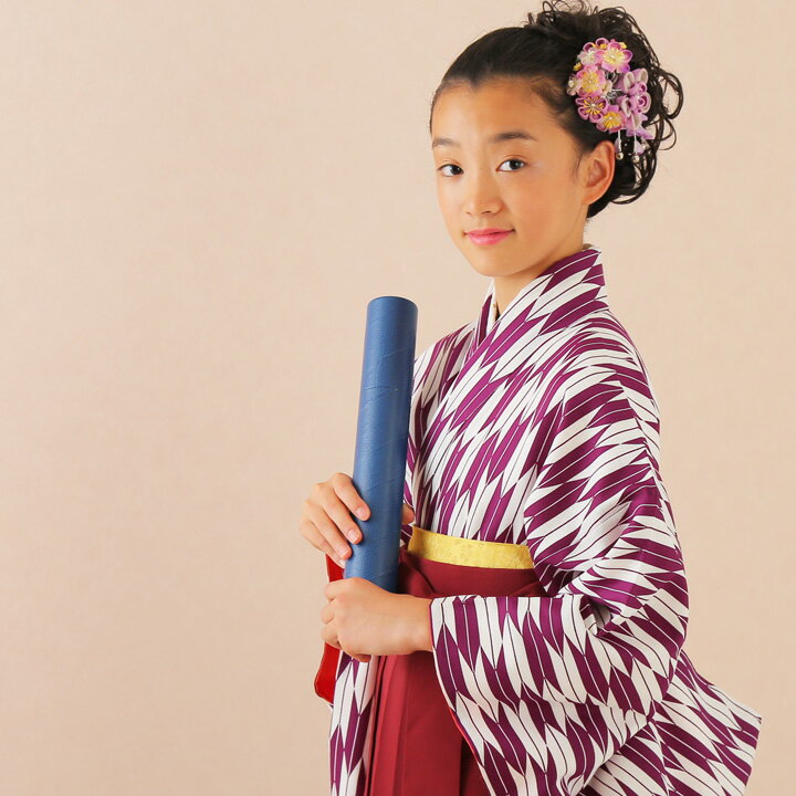 Rakuten - 【レンタル】 小学生 女子 袴セット 卒業式 (HK_54) 150cm 160cm 紫 赤 矢絣 桜 女の子 女児 小学校 10歳 13歳 袴 はかま ハカマ フルセット 貸衣装 和装 卒業袴 卒業 ハーフ成人式 結婚式 十三詣 【往復送料無料】