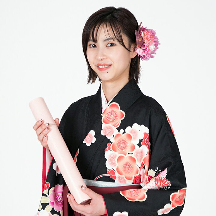 Rakuten - 【レンタル】 小学生 女子 袴セット 卒業式 (HK_37) 150cm 160cm 黒 赤 梅 菊 薬玉 女の子 女児 小学校 10歳 13歳 袴 はかま ハカマ フルセット 貸衣装 和装 卒業袴 卒業 ハーフ成人式 結婚式 十三詣 【往復送料無料】