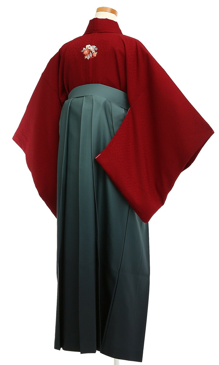 【レンタル】 小学生 女子 袴セット 卒業式 (HK_56) 150cm 160cm 赤 緑 花紋 女の子 女児 小学校 10歳 13歳 袴 はかま ハカマ フルセット 貸衣装 和装 卒業袴 卒業 ハーフ成人式 結婚式 十三詣 【往復送料無料】