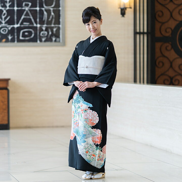 夏用着物単衣留袖フルセット雉梅・椿...