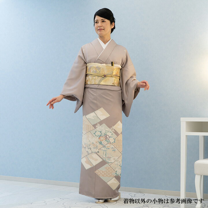 【レンタル 高級正絹 色留袖 フルセットレンタル】留袖 亜麻色 菱文様・牡丹（ITS-FU329）レンタル 結婚式 列席衣装 色留め袖 レンタル 入学式 卒業式 母親 叔母 親戚 叙勲 式典 仲人 安い 人気