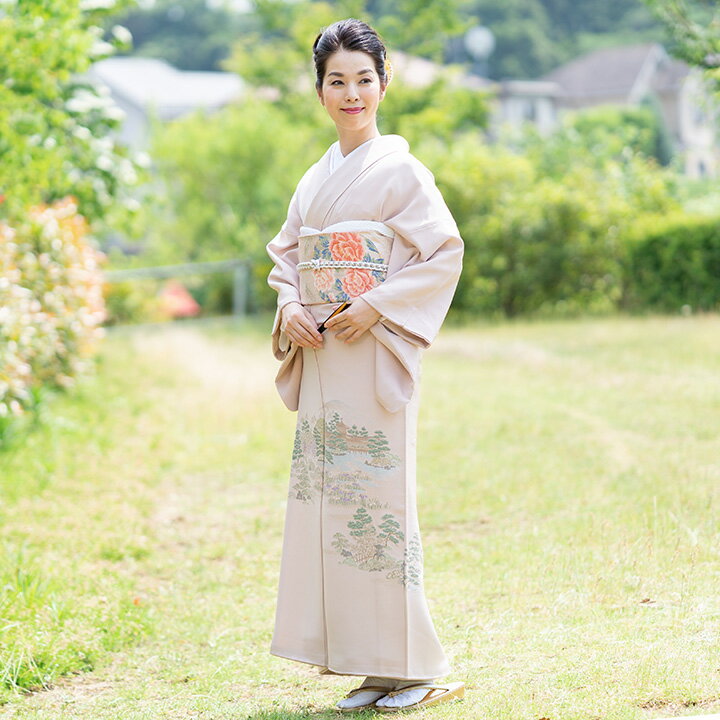 【レンタル 高級正絹 色留袖 フルセットレンタル】桜色 楼閣山水文（ITS-MI014）留袖 レンタル 色留袖 結婚式 列席衣装 色留袖 入学式 卒業式 母親 叔母 式典 親戚叙勲 式典 仲人 人気