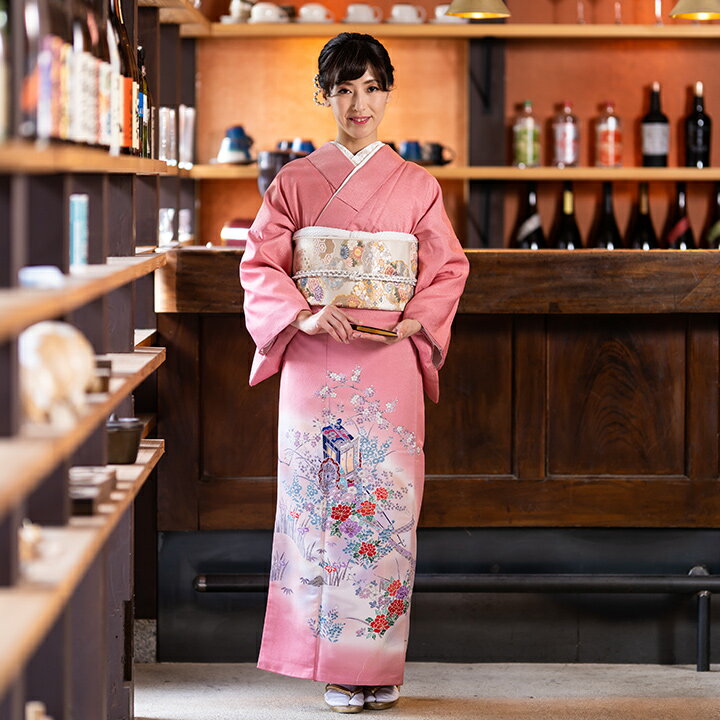 【レンタル 色留袖 フルセットレンタル】珊瑚色 御所車・牡丹（ITS-MI219P）留袖 レンタル 色留め袖 結婚式 列席衣装 色留袖 入学式 卒業式 母親 叔母 式典 親戚叙勲 式典 仲人 安い 人気