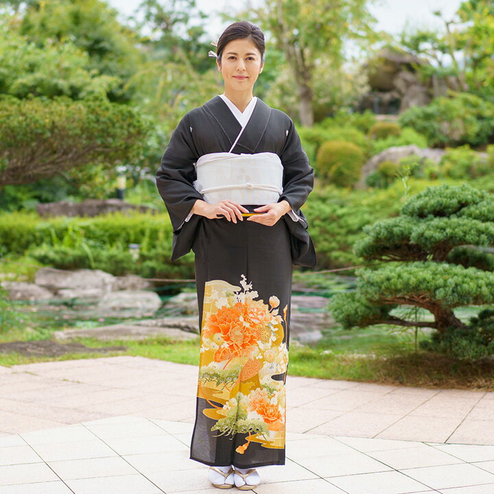 【レンタル】夏用 着物 絽 留袖 フルセット （TS-049）牡丹 涼しい きもの 礼装 衣装 貸衣装 お祝い 夏 結婚式 お茶会 訪問 祝賀会 パーティー 母親 叔母 親族 フォーマル サマーウエディング 薄着 夏着物 夏物 6月 7月 8月 9月(4.0)