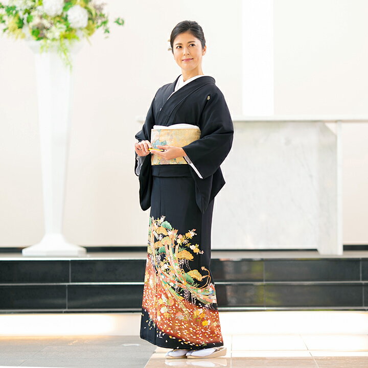Rakuten - 【留袖 レンタル フルセット】【往復送料無料】高級正絹 留袖 レンタル 熨斗 松 花吹雪 TS-FU049 結婚式 母親 衣装 黒留袖 レンタル留袖 結婚式母親 親族 留袖 式典 叙勲 留袖 レンタル 安い オシャレ