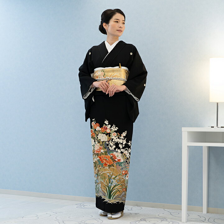 Rakuten - 【留袖 レンタル フルセット】【往復送料無料】高級正絹 留袖 レンタル 四季の花 TS-MI012 結婚式 母親 衣装 黒留袖 レンタル留袖 結婚式母親 親族 留袖 式典 叙勲 留袖 レンタル 安い オシャレ