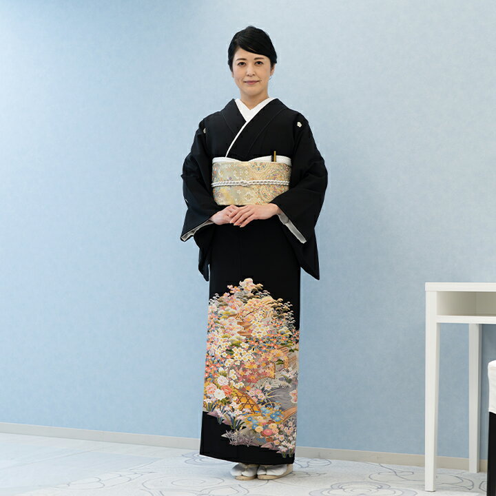 【留袖 レンタル フルセット】【往復送料無料】高級正絹 留袖 レンタル 茶屋辻文様 TS-MI100 結婚式 母親 衣装 黒留袖 レンタル留袖 結婚式母親 親族 留袖 式典 叙勲 留袖 レンタル 安い オシャレ