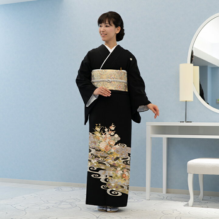 【留袖 レンタル フルセット】【往復送料無料】高級正絹 留袖 レンタル 花筏・観世水文様 TS-MI114 結婚式 母親 衣装 留袖 レンタル留袖 結婚式母親 親族 留袖 式典 叙勲 留袖 レンタル 安い オシャレ