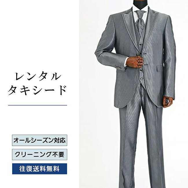 【レンタル】タキシード シルバー（TX-020） フォーマルタキシード 新郎 結婚式 ブライダル 演奏会 披露宴 礼服 正装ビジネス 授賞式 二次会 安心 おしゃれ パーティー 成人式 フォーマル 卒業式 入学式 貸衣装 往復 送料無料