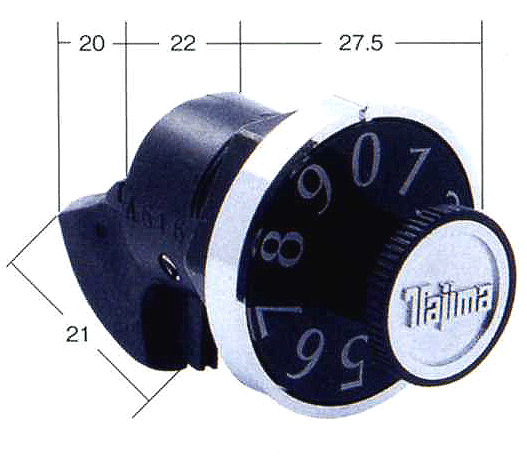 【ポスト錠】【TAJIMA タジマ】PJ-1　ダイヤル錠【ネジ径23.3mm】【タテ（上吊元）用】※化粧リング無し。