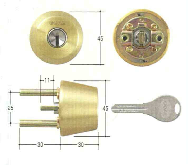 乐天商城 - GOAL V-TX DT 34mm〜37mm ケース付　＃21金色ヘアーライン【FSGCY-238】【ドアノブ】【ゴール】【玄関　鍵】【取替用シリンダー】