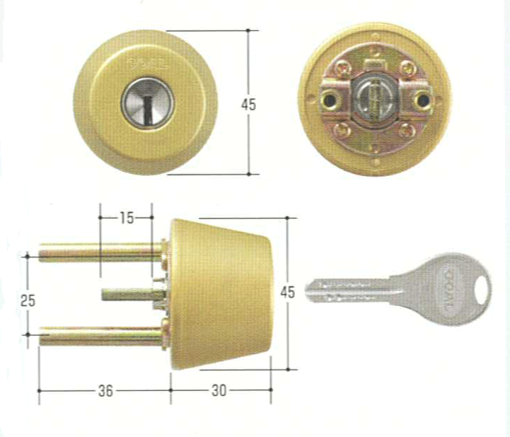 乐天商城 - GOAL V-TX DT 43mm〜46mm ケース付　＃2691塗装金色【FSGCY-251】【ドアノブ】【ゴール】【玄関　鍵】【取替用シリンダー】