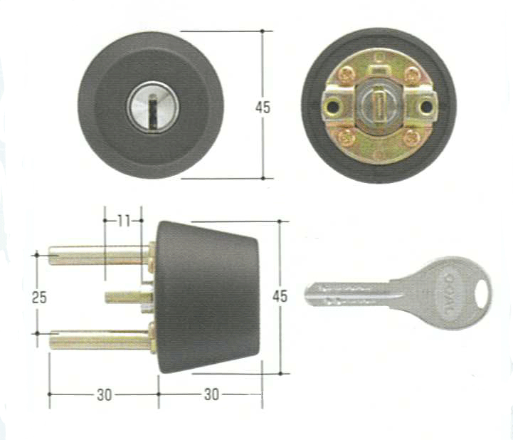 Rakuten - GOAL V-TX DT 34mm〜37mm ケース付　＃8830黒塗装【FSGCY-255】【ドアノブ】【ゴール】【玄関　鍵】【取替用シリンダー】