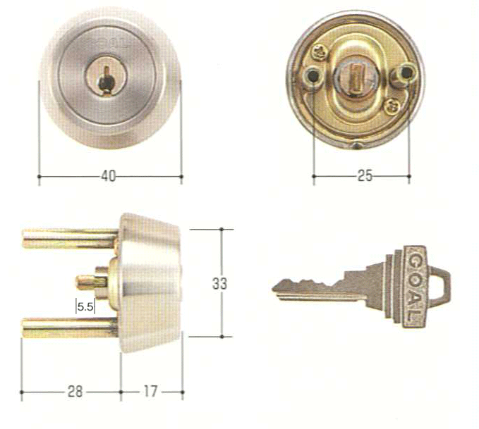 乐天商城 - GOAL TX28用 ケース付　＃11【FSGCY-71】【ドアノブ】【ゴール】【玄関　鍵】【取替用シリンダー】