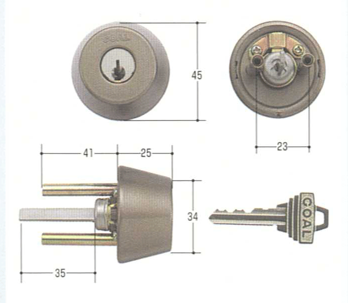 乐天商城 - GOAL ADP5 ケース付　#80アンバー色【FSGCY-96】【ドアノブ】【ゴール】【玄関　鍵】【取替用シリンダー】