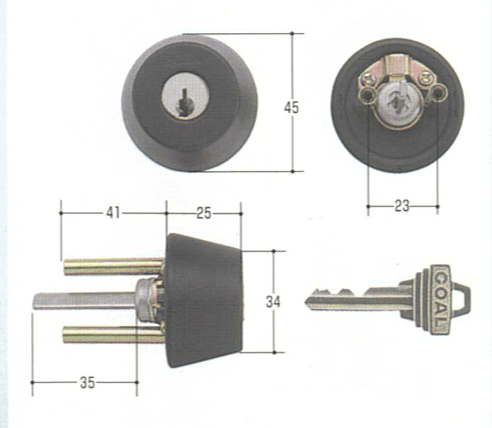 乐天商城 - GOAL ADP5 ケース付　#883塗装黒色【FSGCY-99】【ドアノブ】【ゴール】【玄関　鍵】【取替用シリンダー】