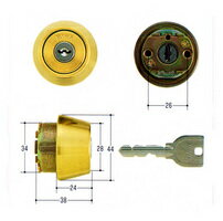 MIWA U9シリンダー　GAA-HSVタイプ　ゴールド色　【FSMCY-201】【取替用シリンダー】【美和】【ミワ】