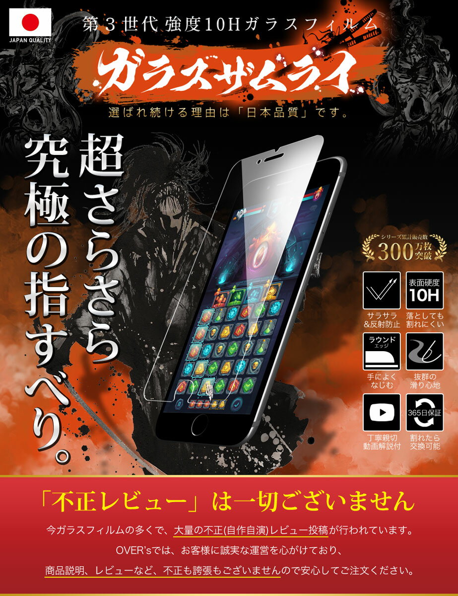 【10%OFFクーポン配布中】iPhone 6 Plus ガラスフィルム アンチグレア 保護フィルム 10H ガラスザムライ パズルゲーム用 ギラギラ感なし 反射低減 指紋ゼロ 液晶保護フィルム ゲーム アイフォン 6 Plus オーバーズ TP01