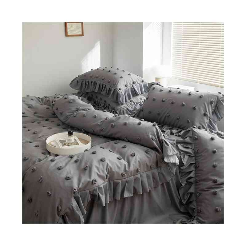布団カバー セット セミダブル 4点セット ベッドカバー かわいい 布団カバーセット フリル付き ピーチスキン加工 掛け布団カバー ボックスシーツ 寝具カバー シーツセット カバーセット おしゃれ 北欧 丸洗いOK 柔らかい 洗濯可 手触りいい 清潔 [2]