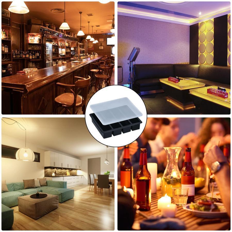 製氷皿 アイストレー シリコン 長方形氷 氷モールド 製氷器 専用蓋付き 取出し簡単 溶けにくい 大きい氷 ウイスキー 氷 氷作る容器 4格 ブラック