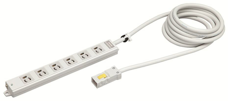 【商品説明】●電源表示付電源表示付●ケーブルストッパー付●マグネット磁石付●コンセント部には耐トラッキング性に優れた樹脂を採用●抜け止め機構付ハーネスプラグ【仕様】●口数:6●ケーブル長:3●色:白●タイプ:抜け止め