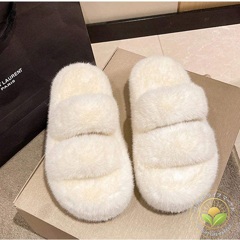 冬用 秋冬 寒さ対策 冷え防止 ファー おしゃれ かわいい 暖かい もこもこ 来 ムートンサンダル ファーサンダル厚底 スリッパ