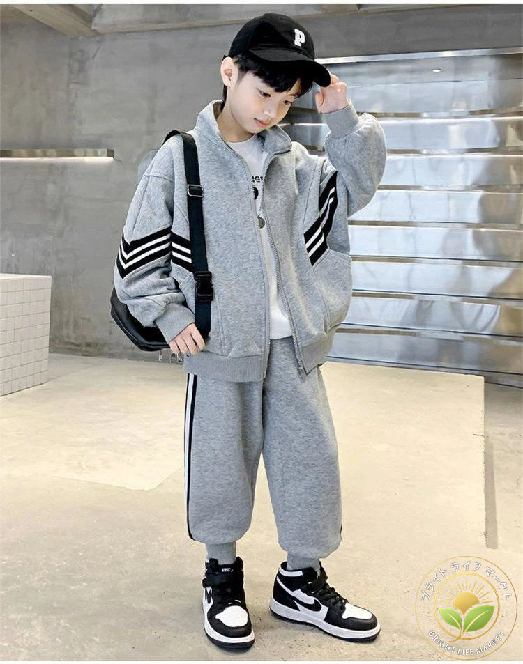 HIPHOP ヒップホップ 韓国 男の子 かっこいい イベント 長ズボン 長袖 秋冬 2点セット キッズセットアップ