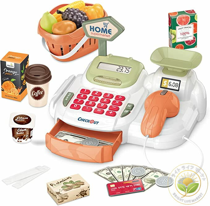 36点 おもちゃセット レジスターおもちゃ お店屋さんごっこ 子ども レジごっこ オモチャ お買い物 遊び　レジスター お会計 教育玩具 女の子 可愛い 子供 2歳 3歳 男の子 クリスマスプレゼント ギフト