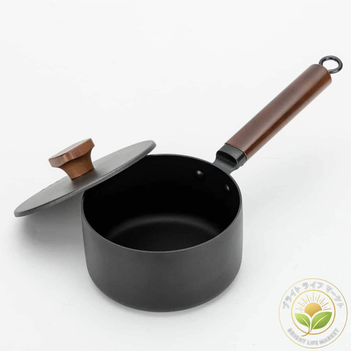 片手鍋 鍋 16cm IH・ガス対応 手作り鉄鍋 鍋蓋付 鉄製 洗いやすい ブラック