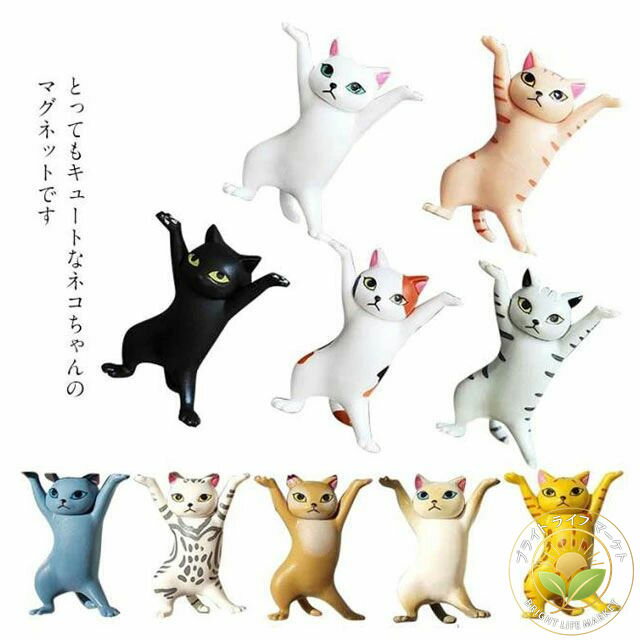 冷蔵庫マグネット ネコちゃんの5匹セット 立体デザイン 可愛い 超強力 地図 ホワイトボード 事務所 オ..