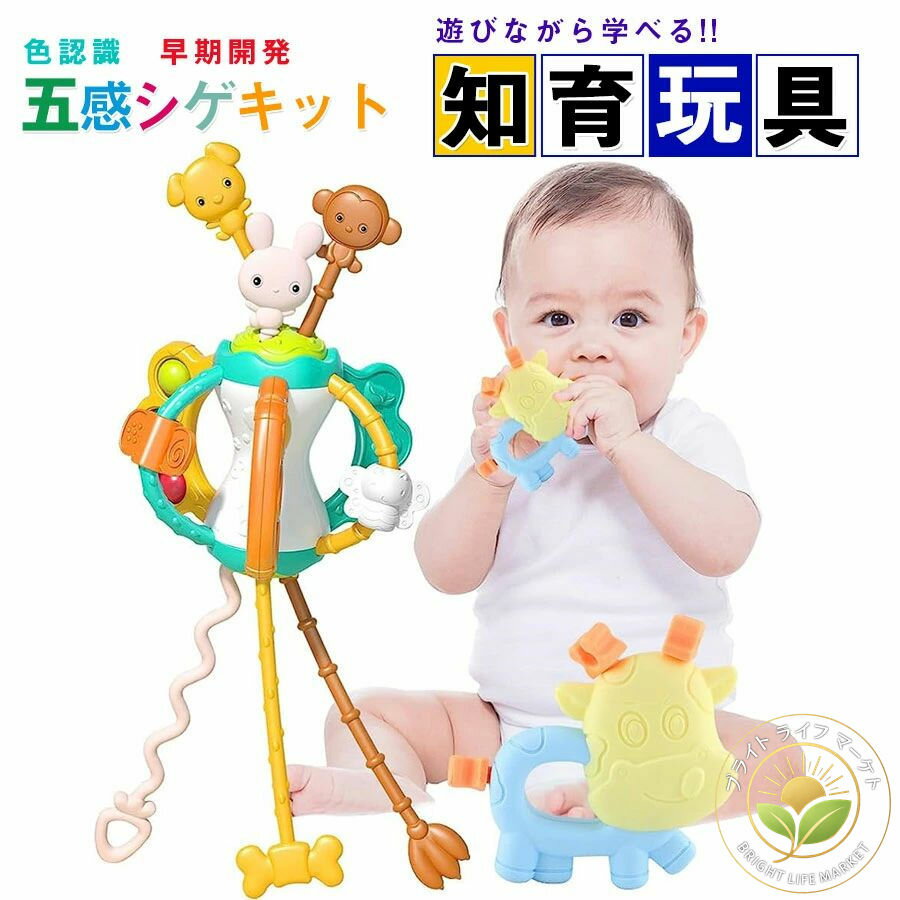 ひもおもちゃ 五感シゲキット 歯固め モンテッソーリ おもちゃ 赤ちゃん 知育おもちゃ 指先訓練 指先遊び 集中力 色認識 指先トレーニング 五感 紐 おもちゃ がらがら ラトル ガラガラ はがため 0歳6ヶ月1歳2歳3歳 人気ギフト 贈り物